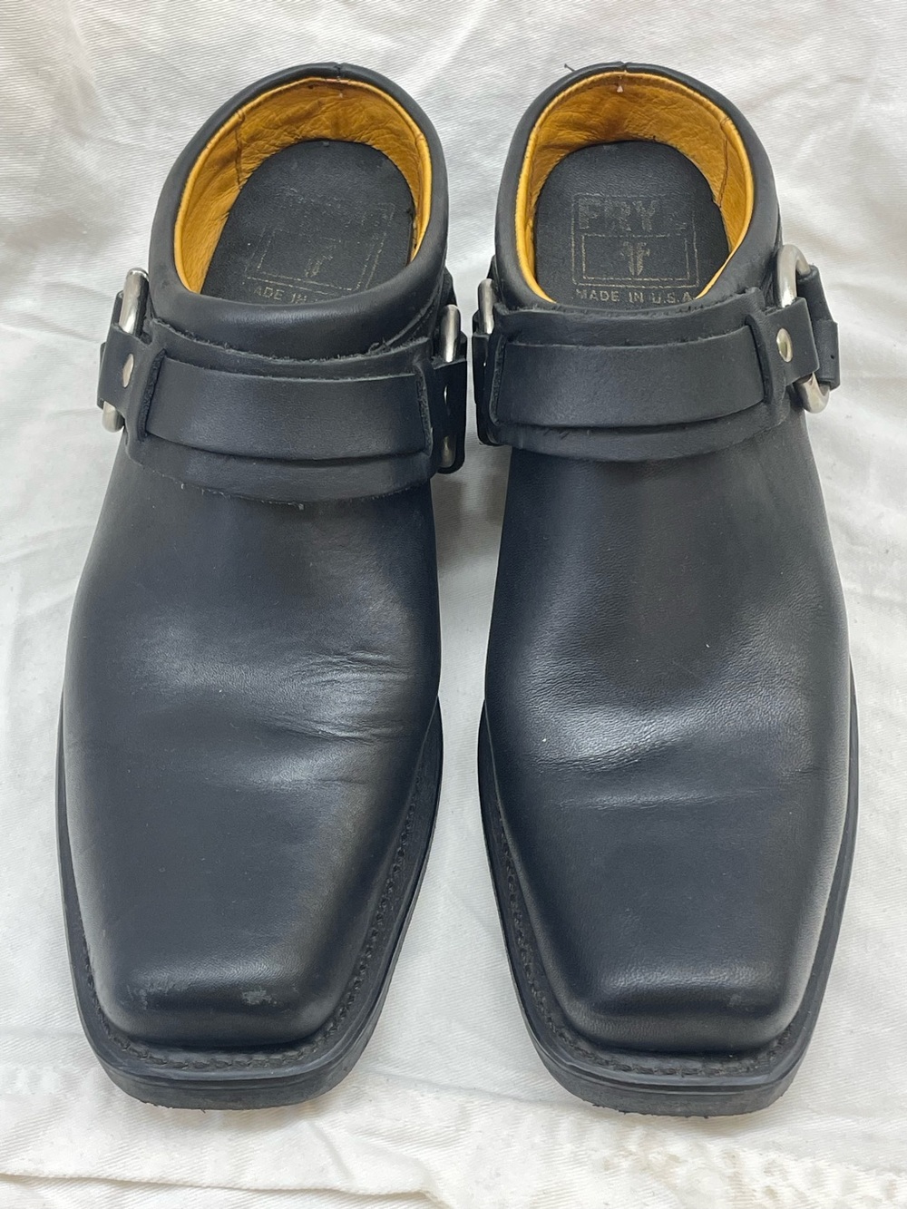 Frye  Black Leather Buckle Slip-On Loafers Sz 9m